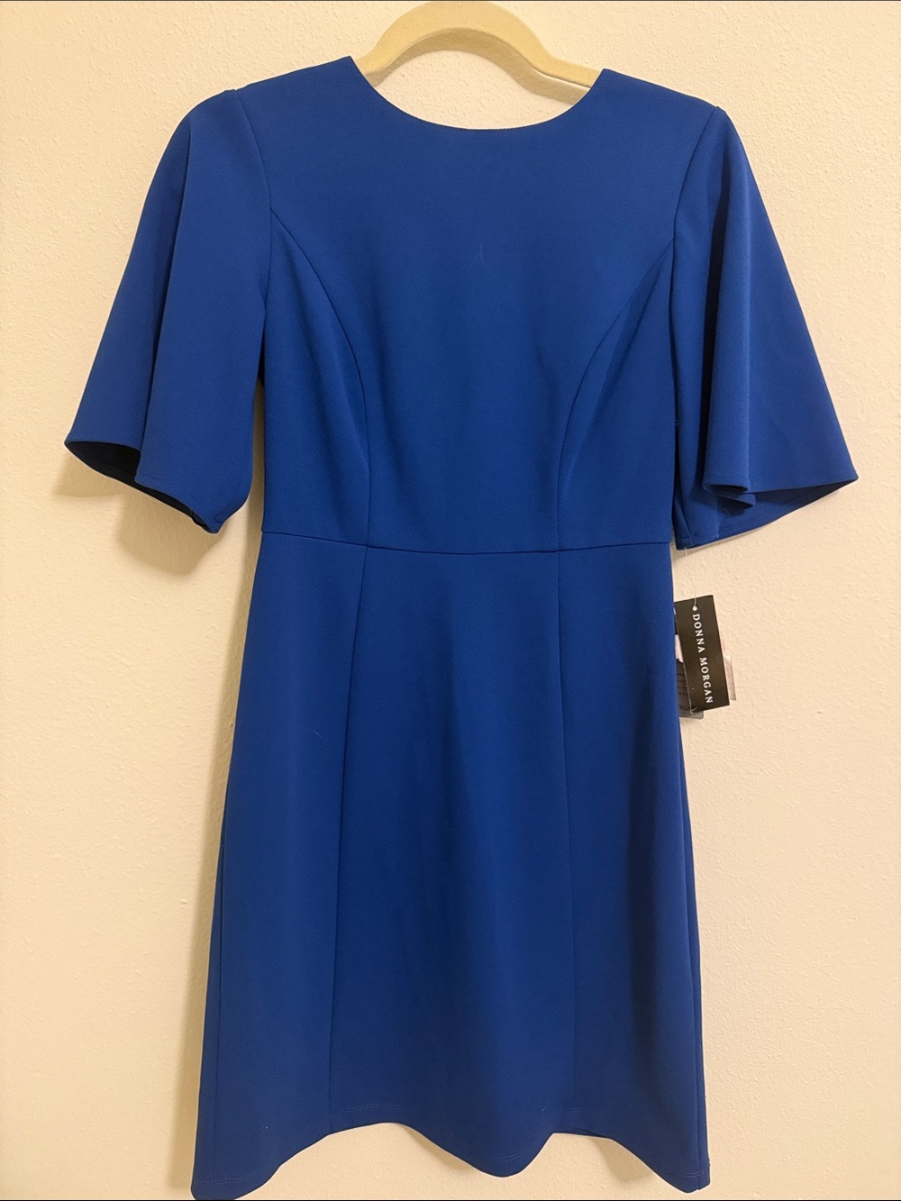 Donna Morgan Cobalt Blue Midi Dress with Flutter Sleeves